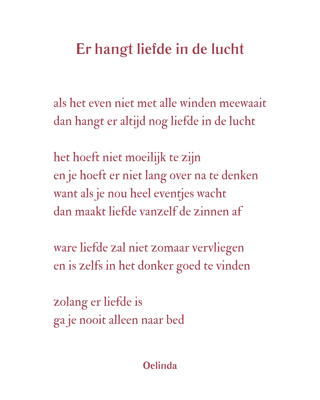 Er hangt liefde in de lucht van Oelinda de Vries