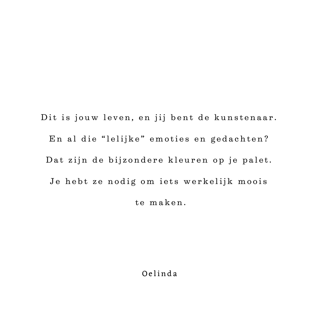 Jij bent de kunstenaar van Oelinda de Vries